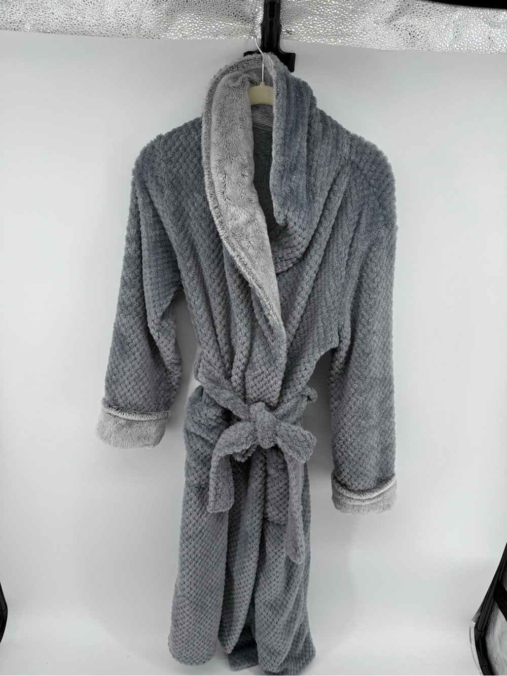 Midnight by Carole Hochman Plush Shawl Collar‎ Robe in Gray